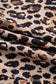Sky Blue Stripe Contrast Leopard Patchwork Long Shirt Dress with Slits