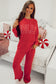 Fiery Red JOLLY Corded Long Sleeve Top and Pockets Pants Set