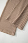 Khaki Stripe Crew Neck Tee Drawstring Waist Cropped Pants Set