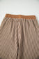Khaki Stripe Crew Neck Tee Drawstring Waist Cropped Pants Set