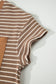 Khaki Stripe Crew Neck Tee Drawstring Waist Cropped Pants Set