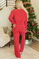 Fiery Red JOLLY Corded Long Sleeve Top and Pockets Pants Set