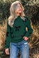 Blackish Green Pearl Embellished Bow Pattern Loose Sweater