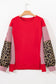 Racing Red Striped Patchwork Sleeve Colorblock Sweatshirt