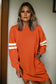 Orange Varsity Contrast Banded Sleeve Shift Sweatshirt Dress