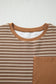 Khaki Stripe Crew Neck Tee Drawstring Waist Cropped Pants Set