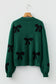 Blackish Green Pearl Embellished Bow Pattern Loose Sweater