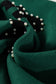 Blackish Green Pearl Embellished Bow Pattern Loose Sweater