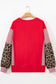 Racing Red Striped Patchwork Sleeve Colorblock Sweatshirt