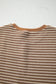 Khaki Stripe Crew Neck Tee Drawstring Waist Cropped Pants Set