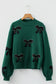 Blackish Green Pearl Embellished Bow Pattern Loose Sweater